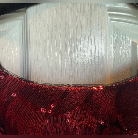 WHBM Red Sequined Embroidered Dress, Fully Lined - Picture 7 of 14